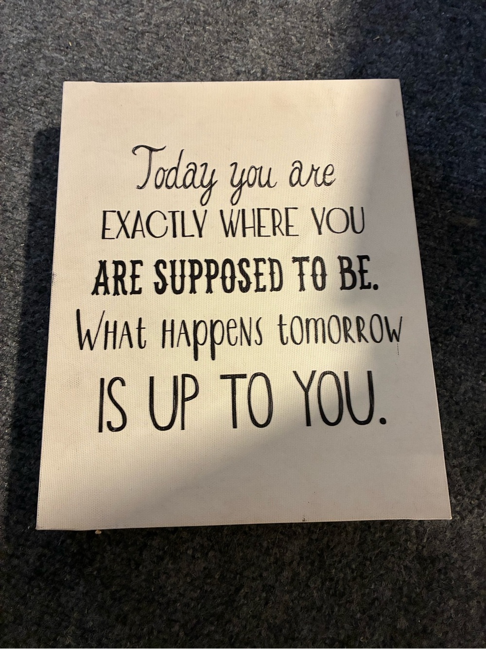 Inspirational Wall Canvas Sign in Cream and Black